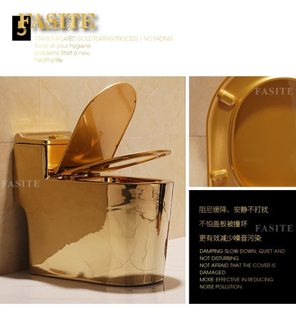 4D rotary flush color gold water-saving and deodor-proof toilet color tyrant gold toilet
