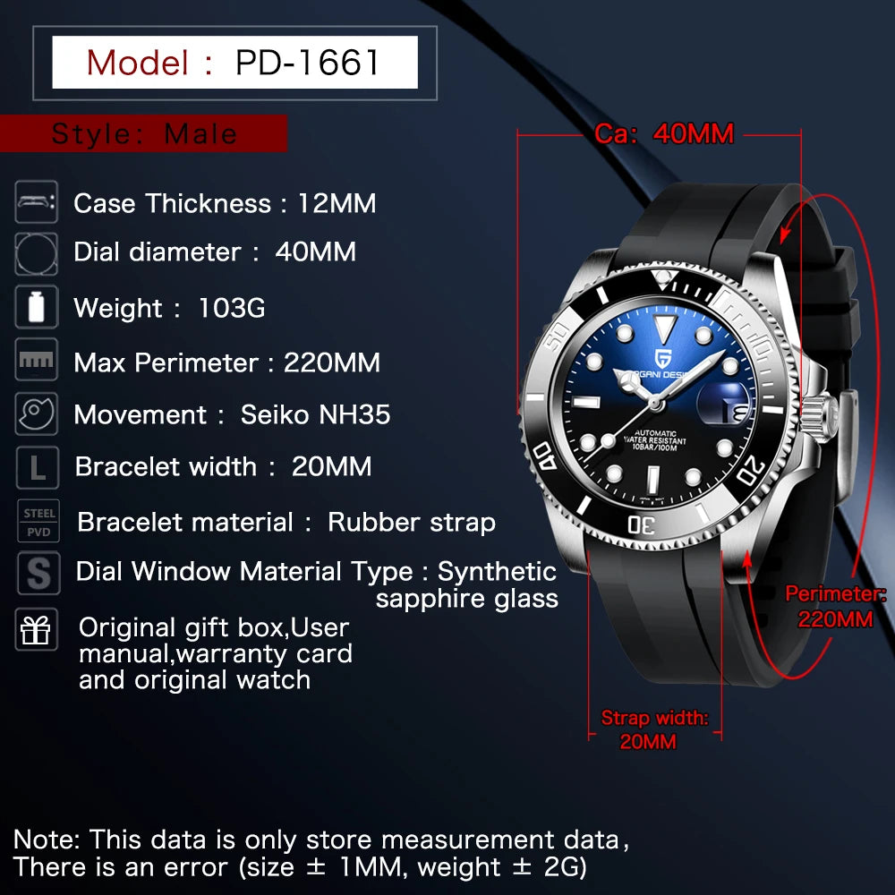 Pagani Design 2024 New NH35 Luxury Men's Automatic Mechanical Watch Top of the line Sapphire Stainless Steel Waterproof Sport 10