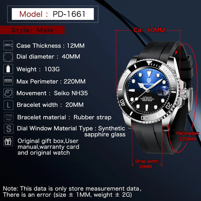 Pagani Design 2024 New NH35 Luxury Men's Automatic Mechanical Watch Top of the line Sapphire Stainless Steel Waterproof Sport 10