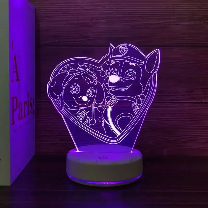 Paw Patrol Cartoon Series 3D Lamp Anime Figure Bedside Table Lamp Led Night Lamp Creative Ornaments Children Toys Birthday Gifts
