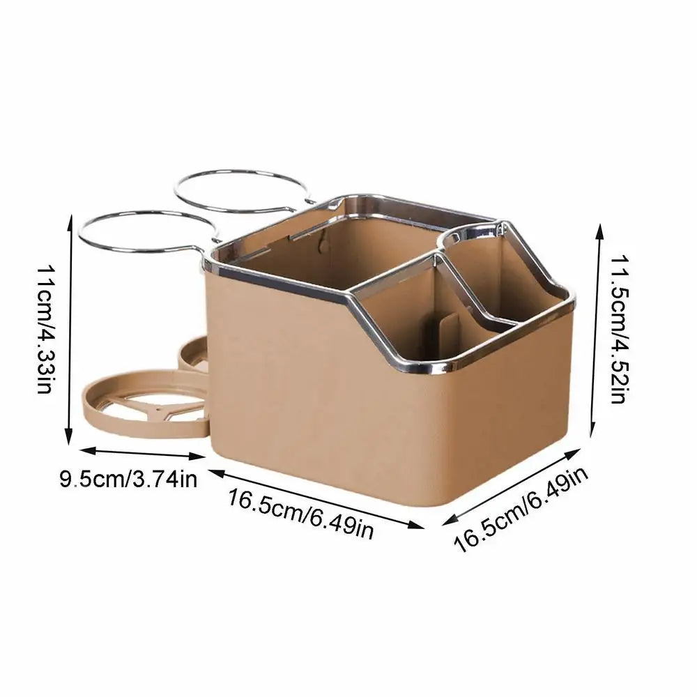 Car Armrest Cup Holder Car Storage Organizer Water Cup Holder Storage Box Water Cup Tissue Box With 2 Foldable Cup Holders