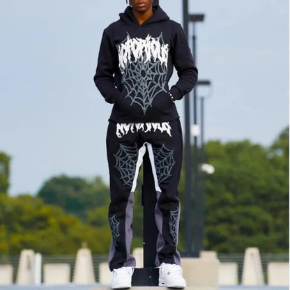 Sudadera con capucha con estampado de araña Y2k para hombre y mujer, estilo hip hop, chaqueta de manga larga, abrigos, top, sudadera con capucha holgada informal de otoño e invierno de estilo Harajuku