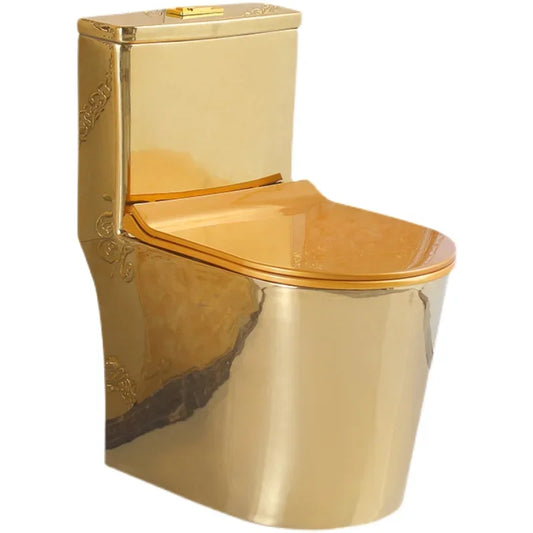 ~Inodoro de cerámica de color mudo para apartamento pequeño de estilo europeo, inodoro dorado de 8,0 pulgadas, inodoro de cañería grande, desodorante