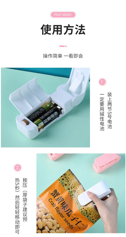 1 mini máquina selladora de bocadillos, selladora de paquetes de bolsas, máquina selladora de bolsas de plástico térmico para alimentos, accesorios de cocina portátiles