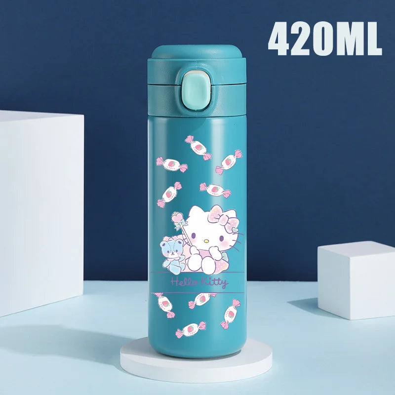 Sanrio 420 ML Thermos Mug Hello Kitty Cartoon 304 Stainless Steel Portable Water Cup Travel Water Bottle Kawaii Cups Kids Gifts