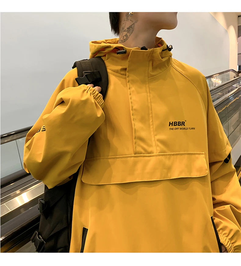 2024 New Autumn Streetwear Men Jackets Zipper Up Jacket Windbreaker Harajuku Thin Coats Loose Harajuku Oversized Outwear