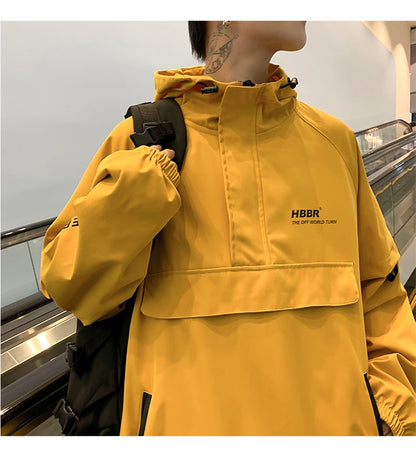 2024 New Autumn Streetwear Men Jackets Zipper Up Jacket Windbreaker Harajuku Thin Coats Loose Harajuku Oversized Outwear