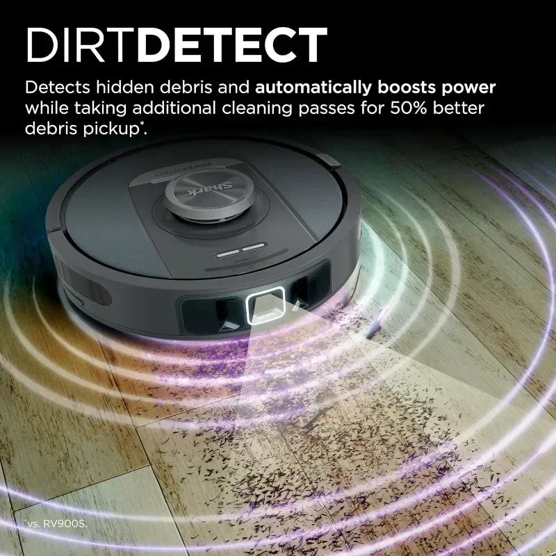 PowerDetect Self-Empty Robot Vacuum, Auto Deep-Clean Carpets & Hardfloors,XL 60 Day Capacity HEPA Bagless Base Neutralizes Odors