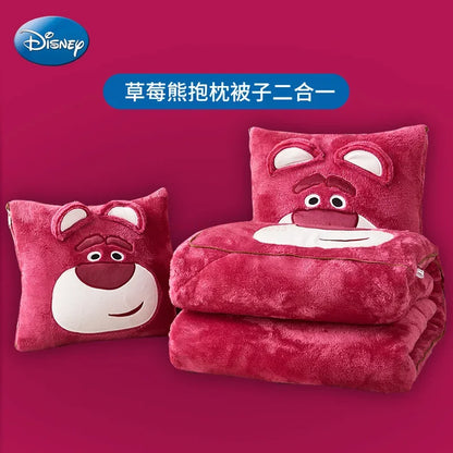Stitch Disney Throw Pillow Blankets Two In One Kawaii Flannel Pillow Thickened Nap Blanket Living Room Cute Decoration Bedroom