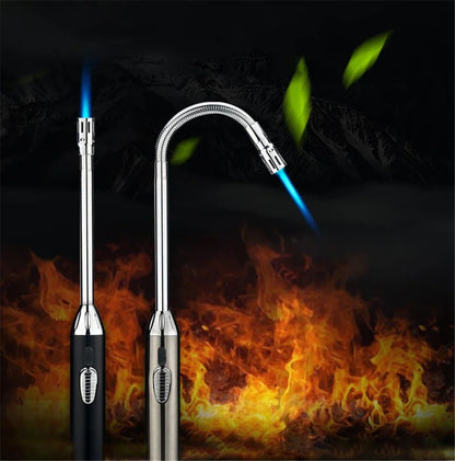 70cm Blue Flame Lighter Kitchen Candle Long Butane Gas Lighter 360 Degrees Rotate Stove BBQ Igniter Welding Torch Picnic Tool