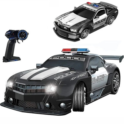 Voiture de police télécommandée 1/12 RC Drift 2,4 GHz Véhicule de course tout-terrain à grande vitesse avec lumières cool Jouets pour enfants Cadeau d'anniversaire pour garçons