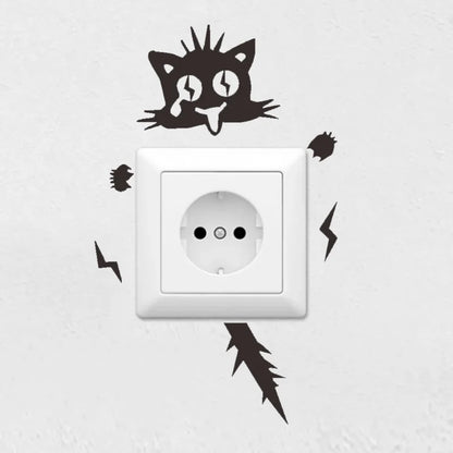 2Pcs/Set Cat Wall Sticker, Funny Cute Cat Switch Wall Sticker, Art Wall Stickers Art Murals, for Home Living Room Bedroom Decora
