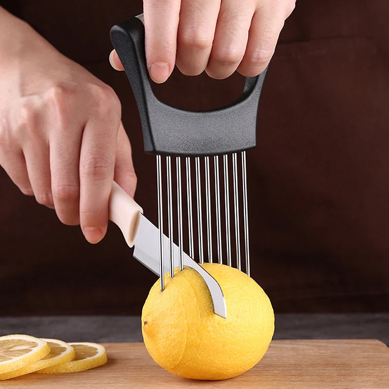 Stainless Steel Onion Slicers Holder Vegetable Tomato Shredders Kitchen Tools For Slicing Meat Cheese Blocks Pin Needle