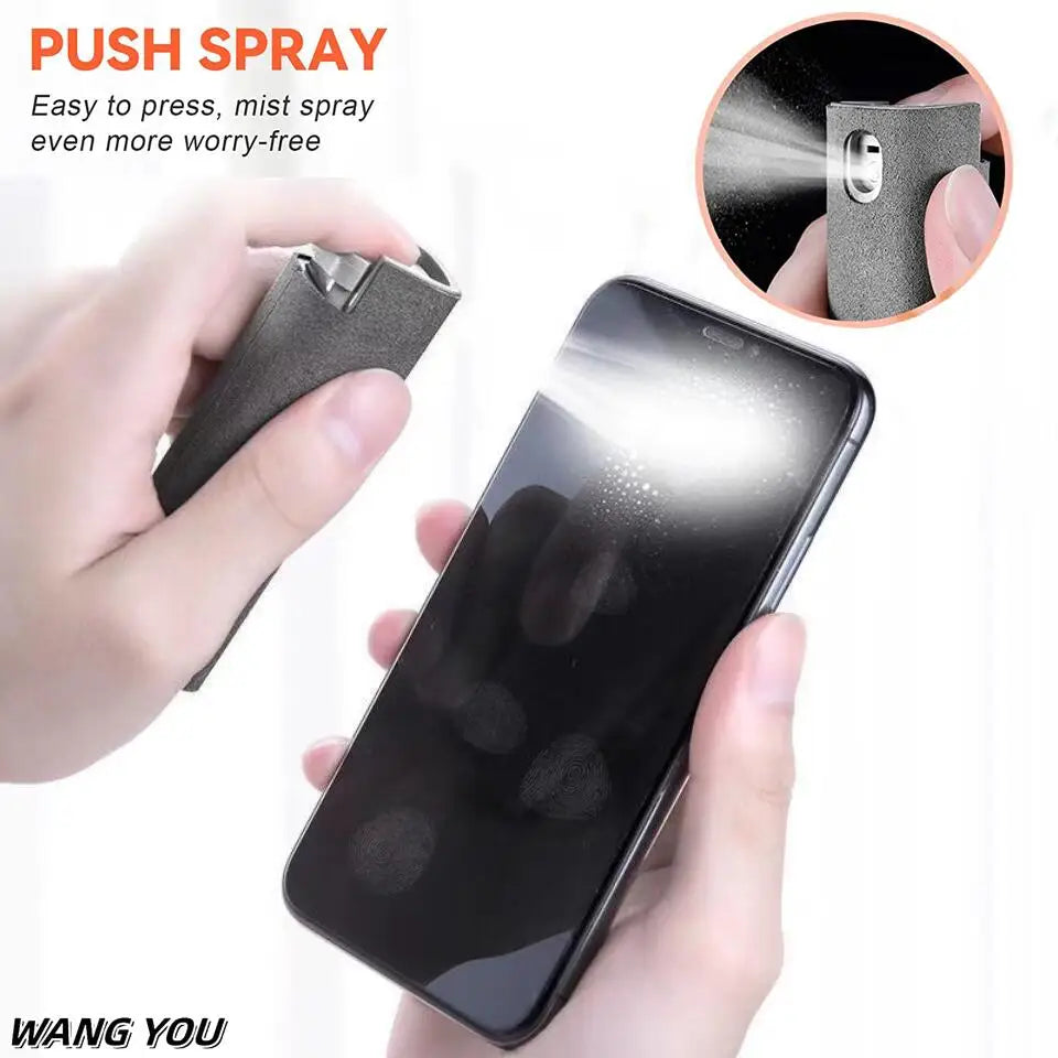 Q2 Microfiber Screen Cleaner Spray Bottle Set Mobile Phone Ipad Computer Microfiber Cloth Wipe Iphone Cleaning Glasses Wipes