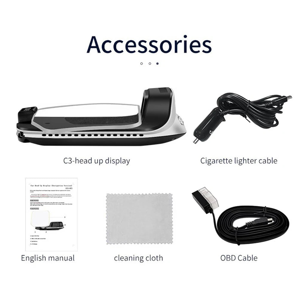 C3 12V Car HUD OBD2 Head Up Display GPS Navigation Digital Speedometer On Board Computer Projector OBD 2 Scanner Test Cartronics