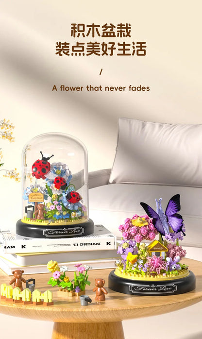 Adults Bouquet Flowers Micro Building Blocks Construction Set for Children Girl 9 to 12 Years Old Animal Insert Mini Bricks Toys