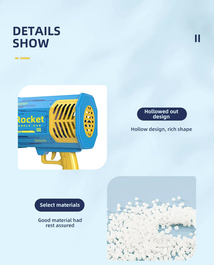 69 Holes Rocket Bubble Gun Machine Angel LED Kids Automatic Soap Bubbles Blower Maker Toys for Wedding Party Outdoor Games