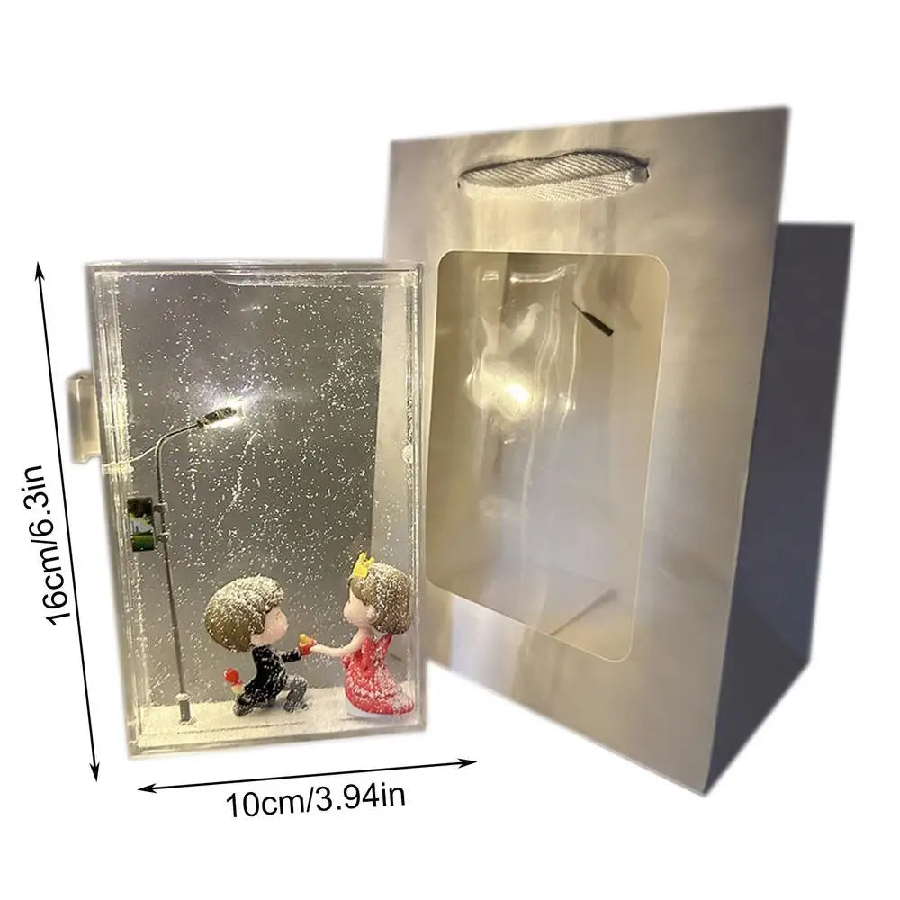 Snowy Night Flowing Small Night Light Street Light Snow Simulation Kids Toy Diy Material Package Toy Snowman Doll Christmas Gift