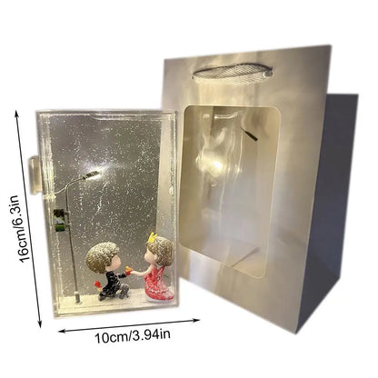 Snowy Night Flowing Small Night Light Street Light Snow Simulation Kids Toy Diy Material Package Toy Snowman Doll Christmas Gift
