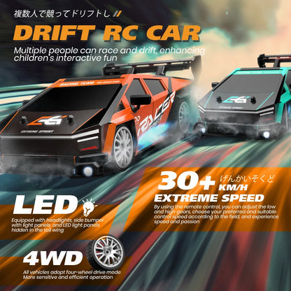 1:24 Coche de derrape RC de alta velocidad Mustang 4WD Coche de carreras de control remoto Regalo Coche de carreras de competición Juguete para niños Neumático reemplazable