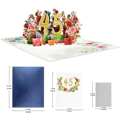 Tarjeta de aniversario emergente con números 1, 10, 28, 21 y 30 en 3D para cumpleaños, bodas