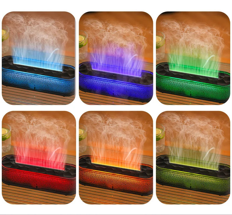 Rainbow Aroma Diffuser Fire Flame USB Air Humidifier for Home Room Fragrance Essential Oil Diffuser Remote Control Aromatherapy