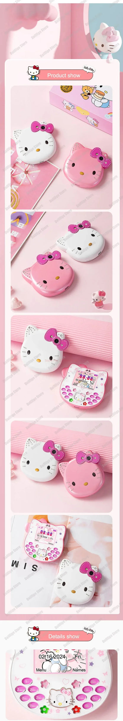 Original Sanrio Hello Kitty Cute Mini Phone Cartoon Kids Taiml Kawaii Phone Birthday Festival Fashion Children Girls Gifts Toys