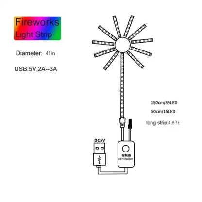 RGBIC Firework Strip Lights LED Bluetooth APP Control Neon Strip USB 5V Changing Smart Lamp Sync Music Bedroom Decor Dream Light