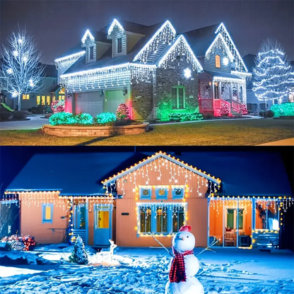 Outdoor Eaves Decoration 7.5M 160Leds Solar lcicle string Lights 8 Lighting Modes Christmas Halloween Party Holiday Lights