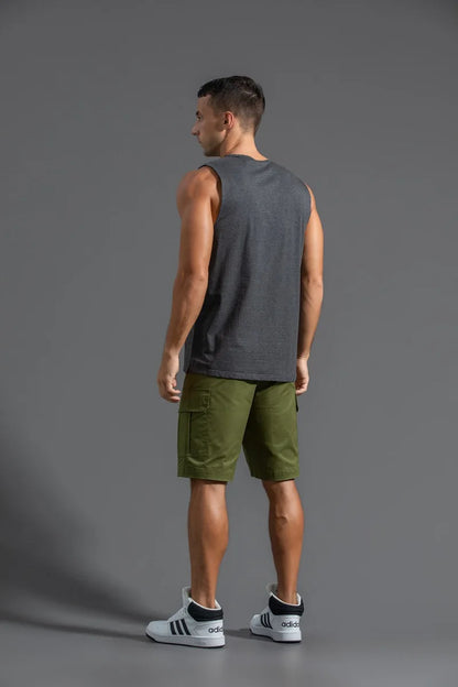 Plus Size Men's Sport Fitness Vest Cotton Trendy Sleeveless T-Shirt Shoulder Vest Casual Top Clearance Special Price