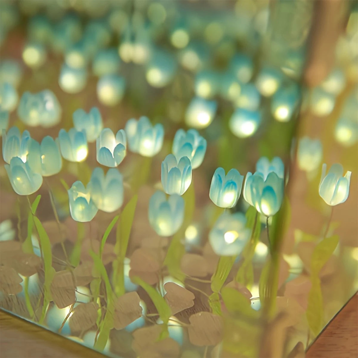 Romantic Tulip Flower Box Handmade Led Tulip Night Light DIY Material Package Bed Desktop Ornament Mirror Box Living Room Decor