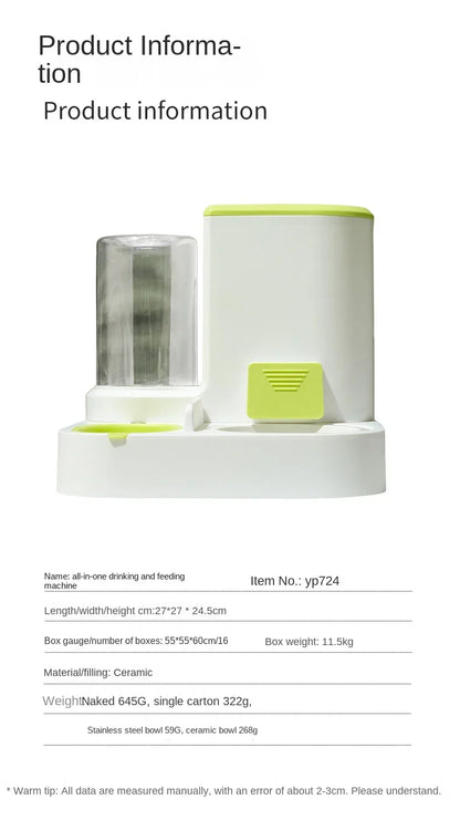 Automatic Pet Cat Feeder Drinking Water Large Capacity Water Dispenser Dry Wet Separation Cat Bowl Pet Supplies
