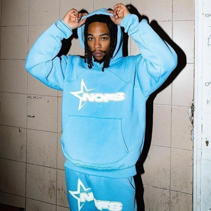 2024 New 2 Piece Set Letter Printing Streetwear Y2K Men's Hip Hop Oversized Hoodie Sweatshirt Sweatpant Casual Pants Sportswear