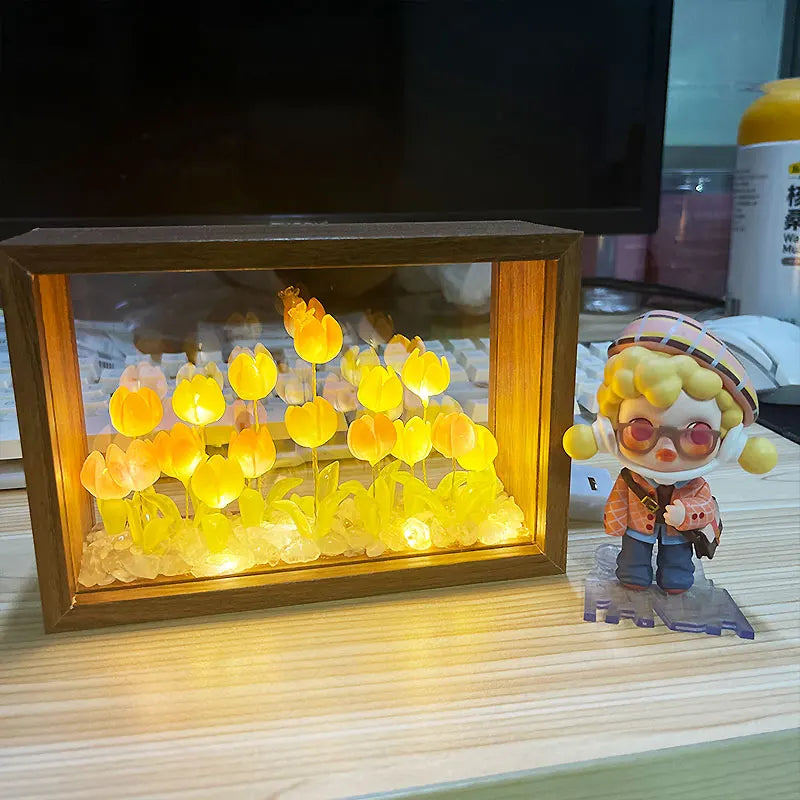 Tulip Nightlight Photo Frame Eternal Flower Home Decor DIY Cute Ornaments Birthday Gift Valentine's Day Surprise Christmas