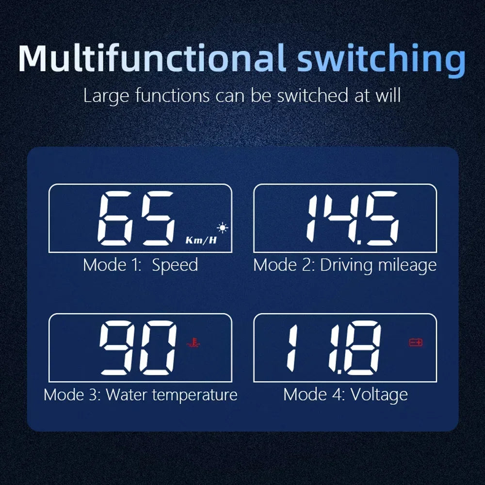 Smart Head Up Display OBD2 GPS Digital Speedometer Direction System Tachometer Projector Water Temp Voltage Turbo Security Alarm