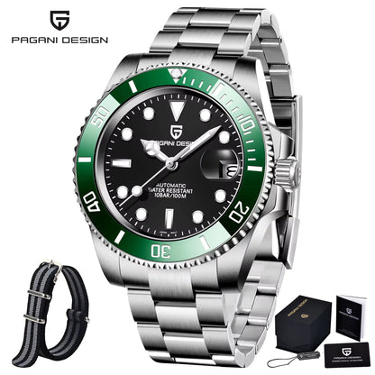 PAGANI DESIGN PD1661 Water Ghost Watch 40MM Luxury Automatic Mechanical Watches NH35 Auto Date Sport Dive BGW-9 Watch For Men