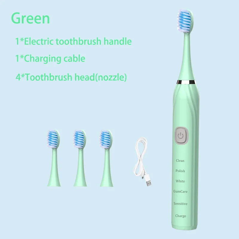 Sonic Electric Toothbrush 5 Mode USB Charger Timer Brush Rechargeable Deep Clean Tooth Brushes Replacement Heads Set For Adults