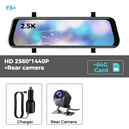 Car DVR 2.5K 10 Inch Rear View Mirror Video Recorder Dash Cam Sony Lens Ultra HD 2560*1440P Camera Streaming Rearview Mirror