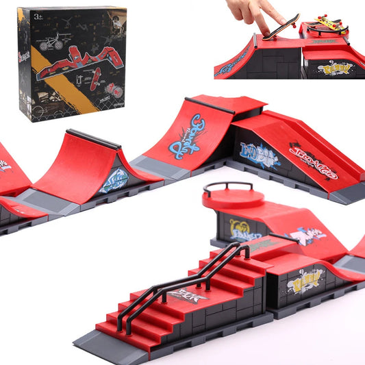6-In-1 Finger Skateboards DIY Skate Park Ramp Parts For Tech Deck Scene Venue Combination Set For Children Indoor Home Toy