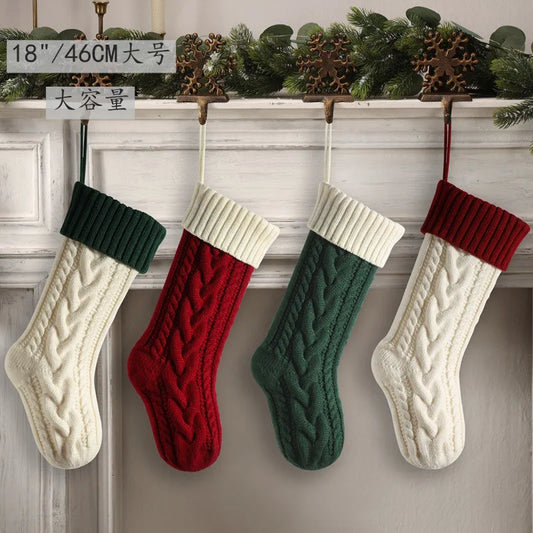 Medias navideñas grandes de 18 pulgadas, medias de compresión navideñas tejidas para niños, medias colgantes para regalar dulces, decoración navideña