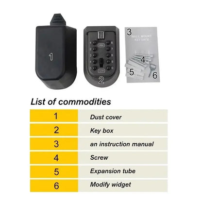 Password Key Box Wall-mounted Heavy-duty Metal Password Box Key Lock Box Outdoor Waterproof Storage Anti-theft Password Lock
