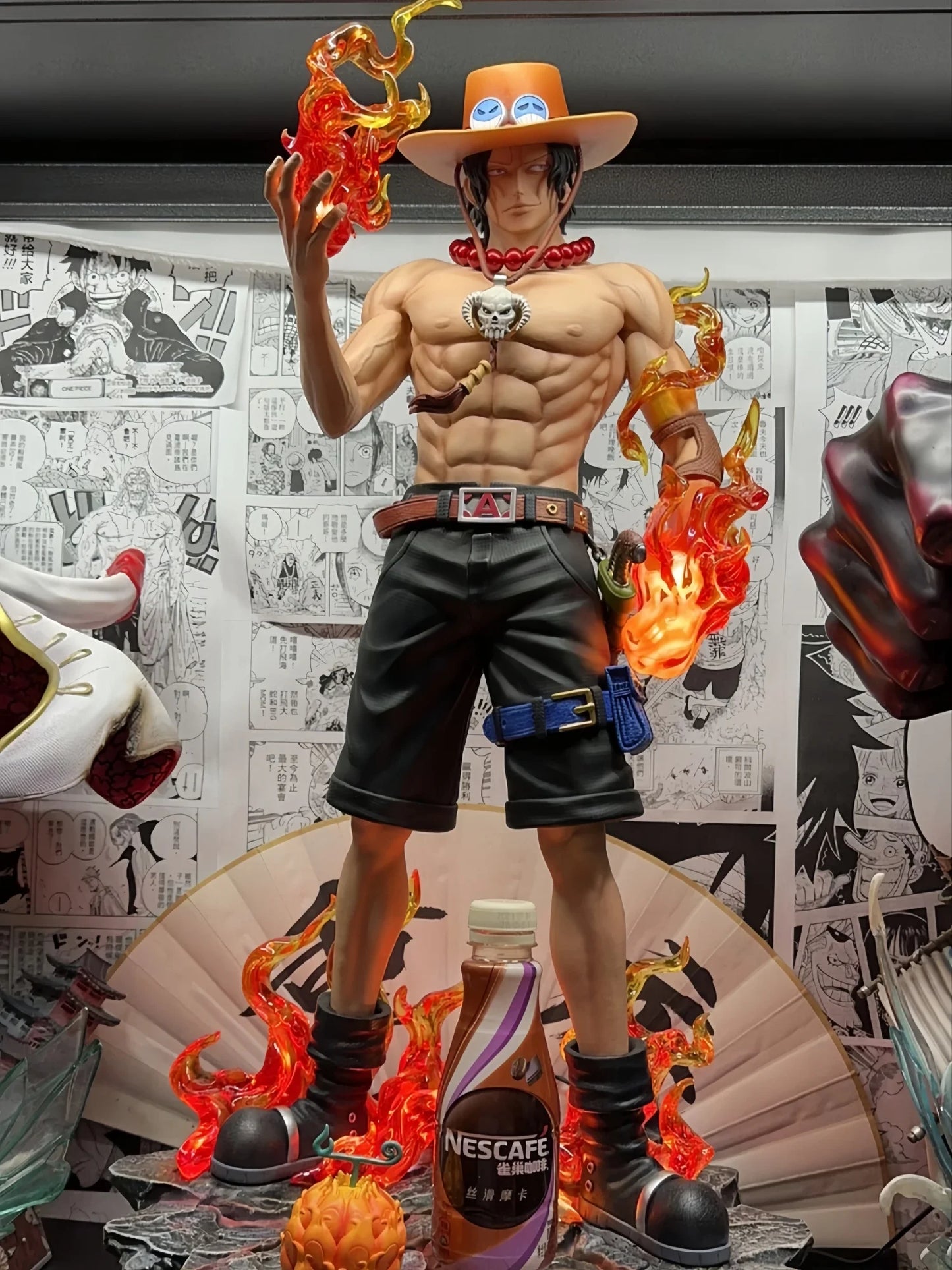 70cm New One Piece Gk Fantasy Third Anniversary 1/3 Ace Super Hugetrendy Statue Anime Decoration Christmas Collect Figures Gift