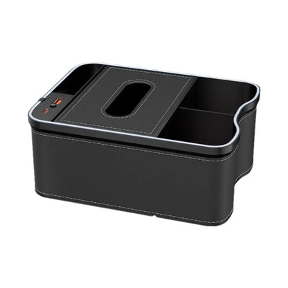 Auto Armrest Box Storage Box With Cup Holder Tissue Box USB Rechargeable Car Arm Rest Box Storage Organizer With Ambient Light