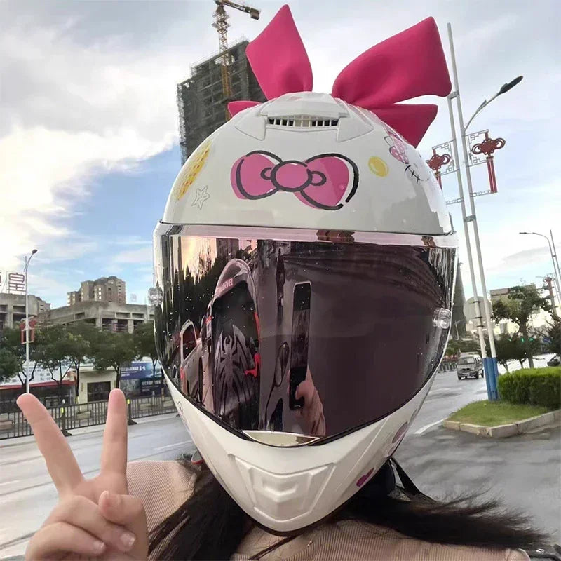 Sanrio HelloKitty Motorcycle Helmet Full Face Racing Helmets Offroad Motorcycle Helmet Motorbike Sports Helmets