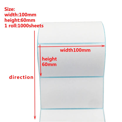 Étiquettes thermiques de 100 mm de largeur, plusieurs tailles, rouleaux de papier autocollants, étiquettes vierges blanches pour étiquettes thermiques, autocollants en papier auto-adhésifs