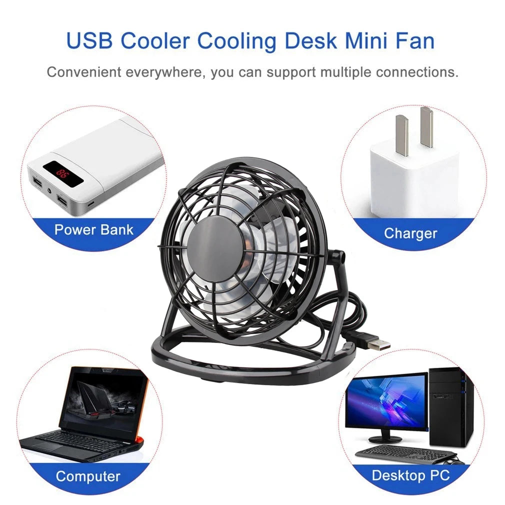 USB Silent Fan Desk Cooler for Laptop Notebook Desktop PC Ofiice Summer Cooling Fan 4 Blades Rotatable USB Mini Fans Socket