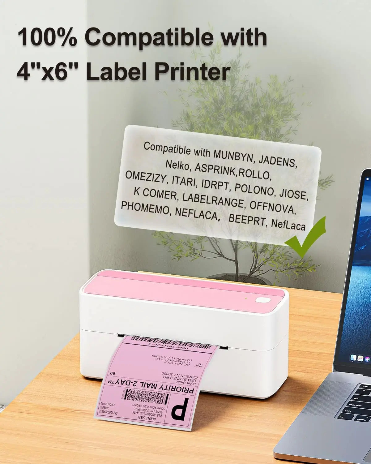 Phomemo 4x6 Thermal Labels for Shipping Label Printer - 500PCS Purple Mailing Labels 4x6 Direct Thermal Labels Fanfold BPA Free
