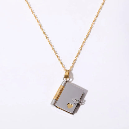 3 Pages Book Custom Name Necklace Openable Love Letter Personalized Text Pendant Unisex Chain Girl Valentine Day Gift waterproof