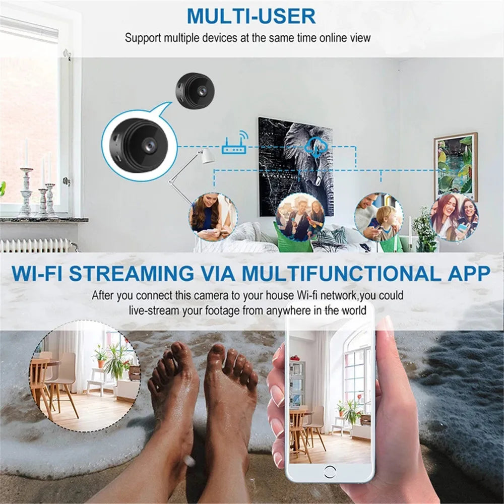Mini caméra HD 1080P sans fil WiFi Baby Monitor Sécurité intérieure Surveillance Vision nocturne Caméscope Enregistreur audio vidéo