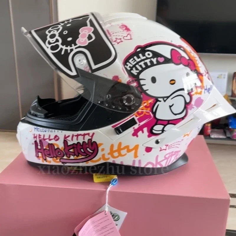 Sanrio HelloKitty Motorcycle Helmet Full Face Racing Helmets Offroad Motorcycle Helmet Motorbike Sports Helmets